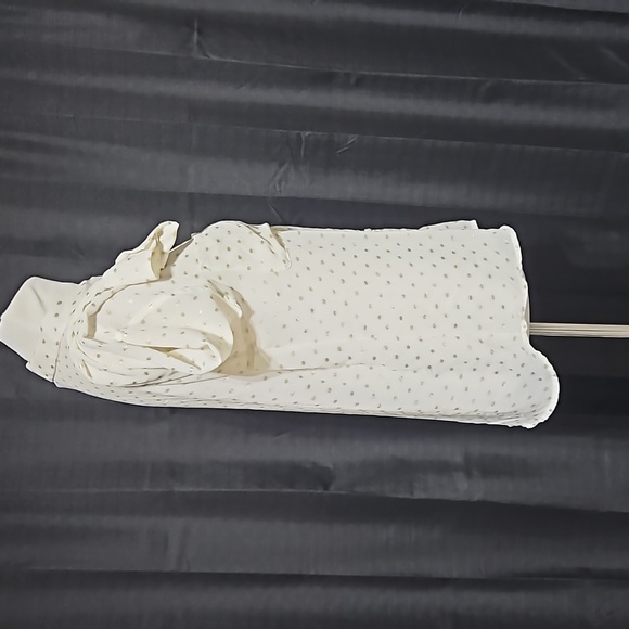 Gold polka-dot sheer button up blouse - Picture 7 of 7